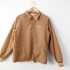 RARE Vintage CHAMPION Jacket Small Tan Canvas‎ Camel Coach Oatmeal Fleece Field